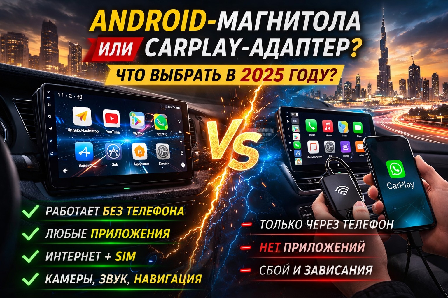 Android-магнитола или CarPlay-адаптер — что лучше в 2026 году?