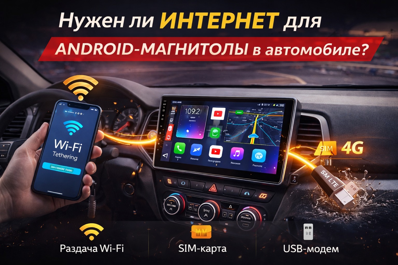 Нужен ли интернет для Android-магнитолы в автомобиле