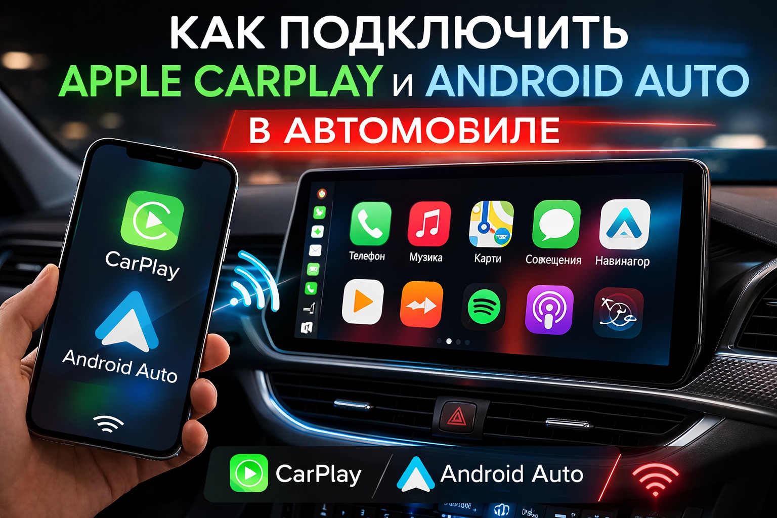 Как подключить Apple CarPlay и Android Auto в автомобиле