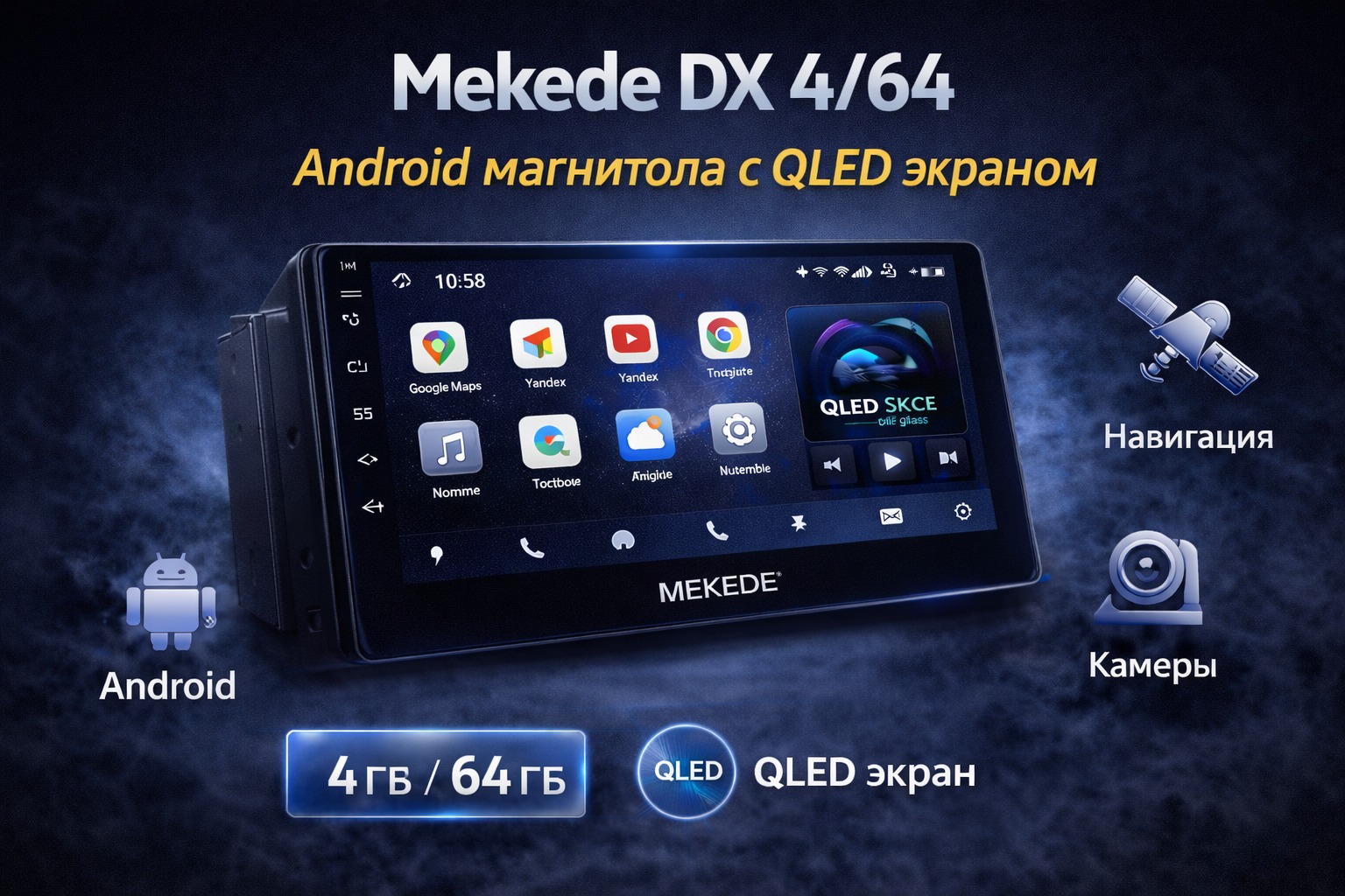 Mekede DX 4/64 — обзор Android-магнитолы с QLED экраном и Wi-Fi