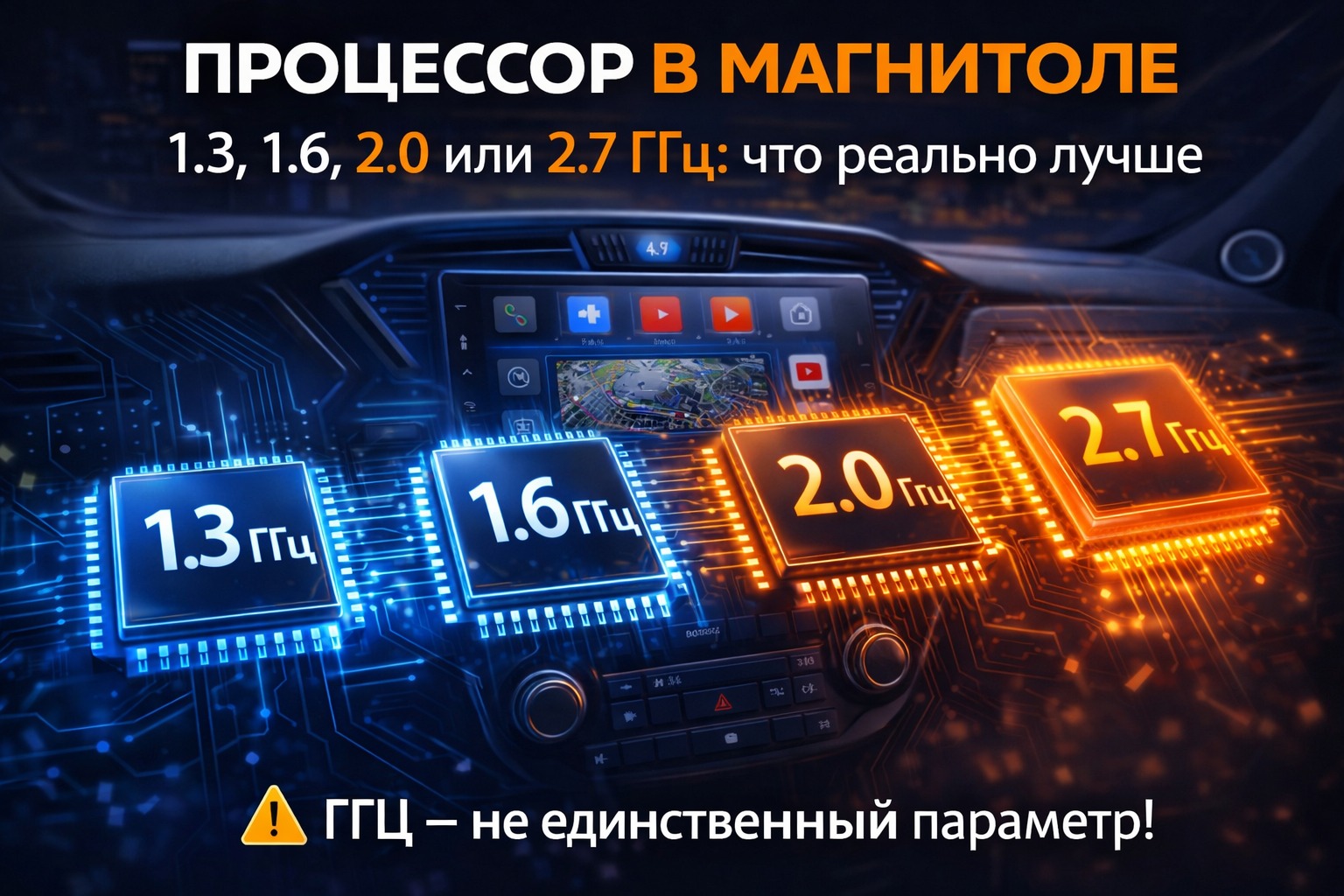 Процессор в магнитоле — 1.3, 1.6, 2.0 или 2.7 ГГц: что реально лучше